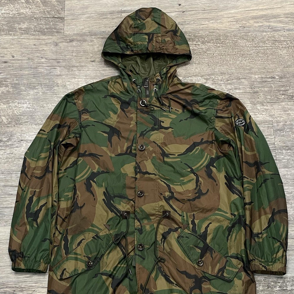 Polo Ralph Lauren Men’s Hooded Military Army Camo Marsh Rain Coat Large
